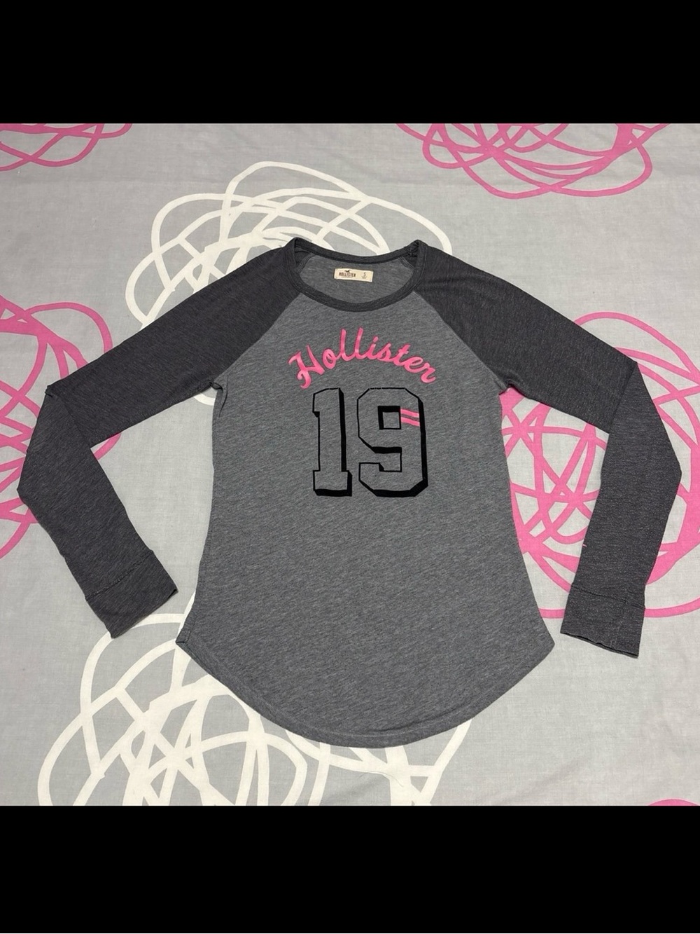 Hollister Grey Varsity Long Sleeve Top